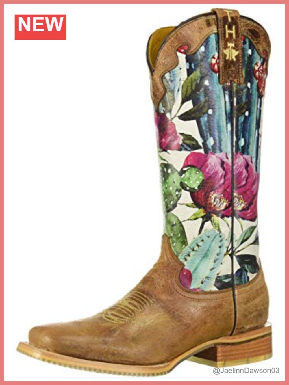 Western Boots Mid-Calf 13" Shaft Leather Square Toe Embroidery Pull-On